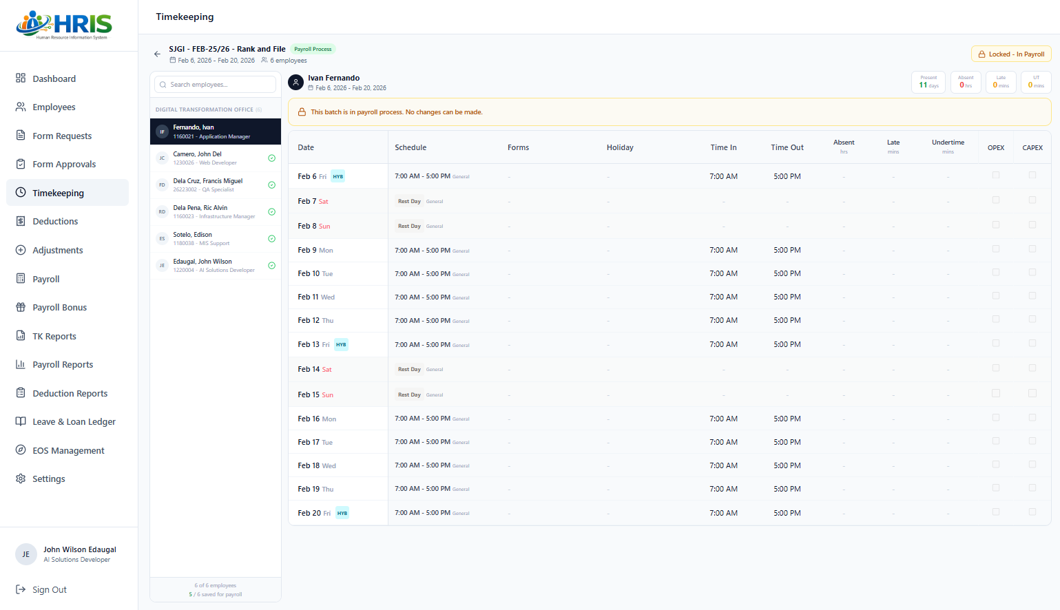 HRIS (Human Resources Information System)
